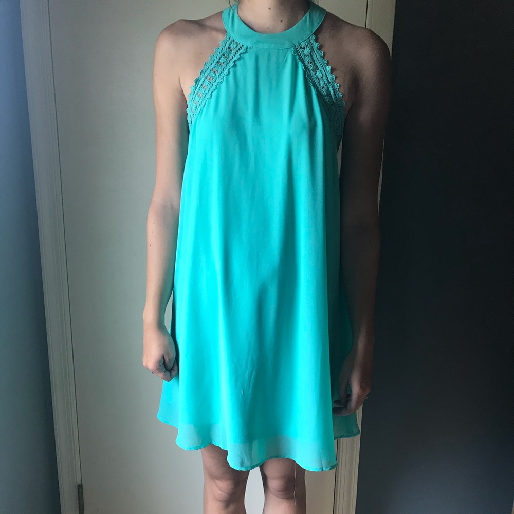 Teal shift dress